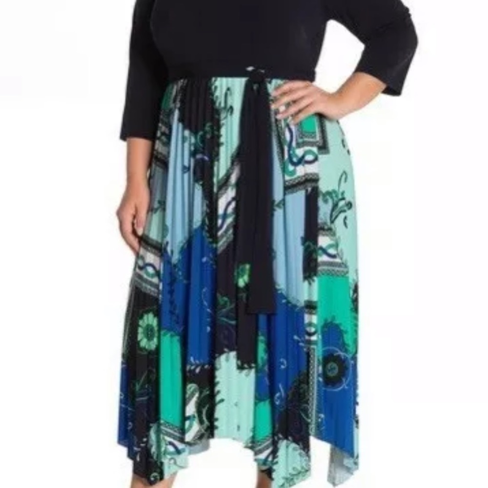 NWT Donna Morgan 20W Handkerchief Pleat Midi Dress